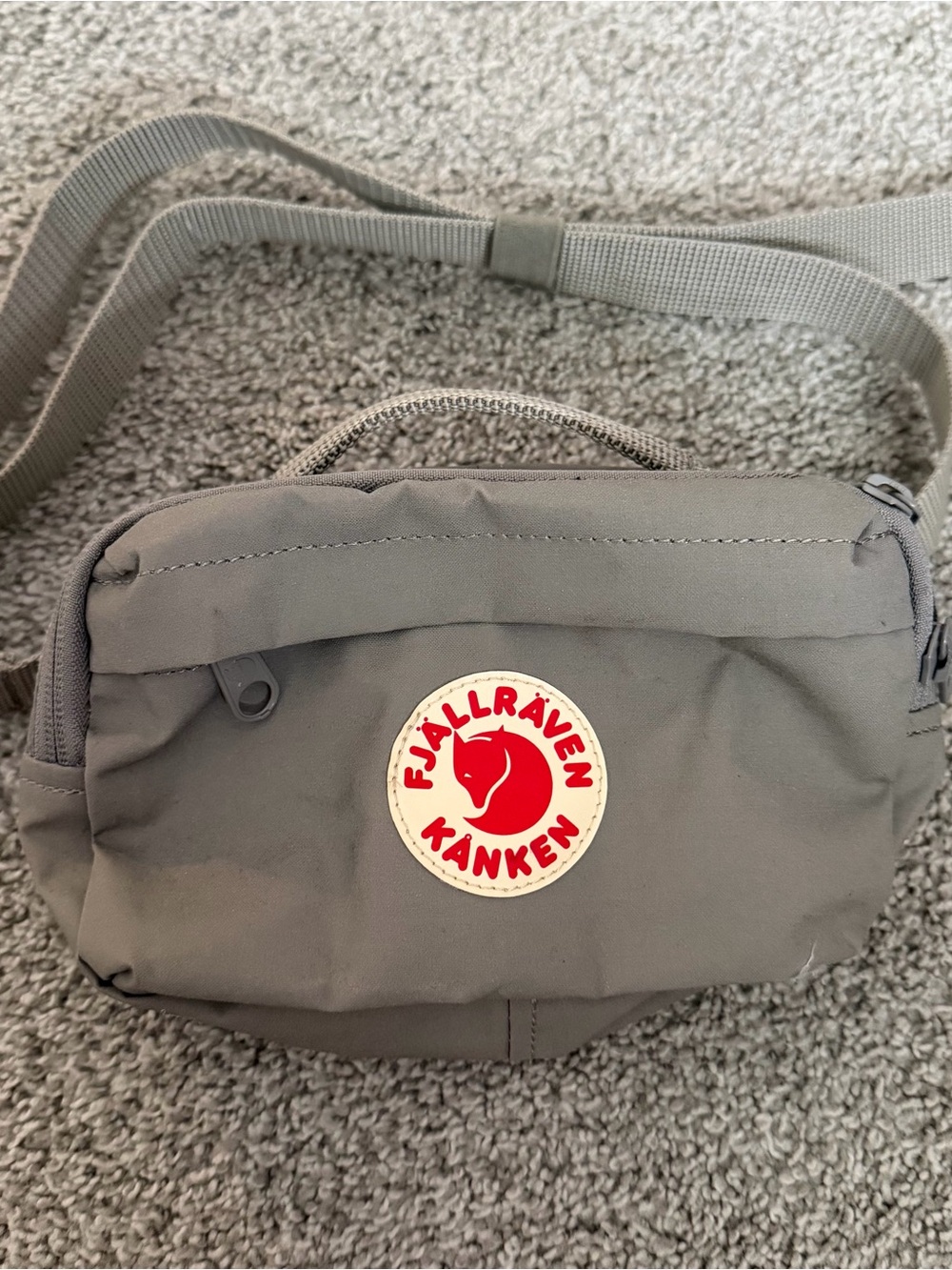 Fjallraven Kanken Belt Bag in Gray with Red Logo
